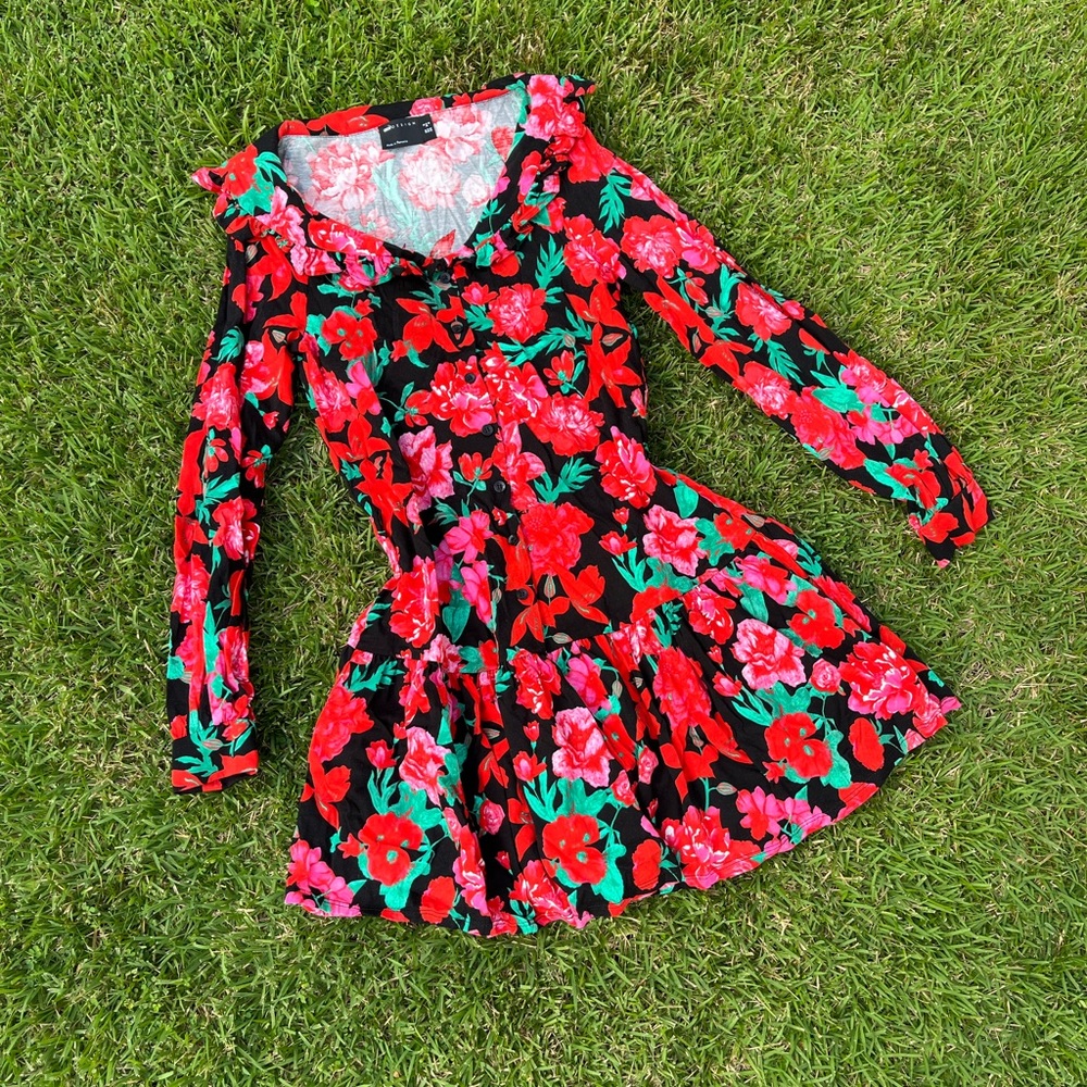 ASOS Red Floral Tea Party Dress
